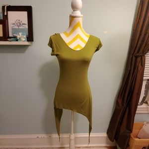 Long moss green asymmetrical tunic top size small
